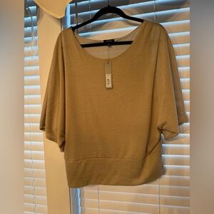 Apt. 9 Shimmery Gold Dolman Sleeve Top (lined) NWT